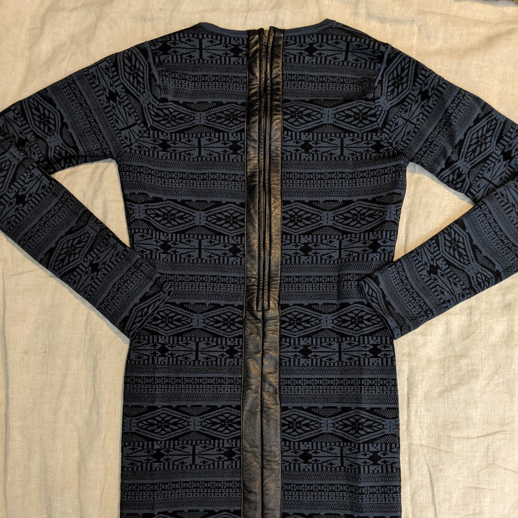 Parker Tribal Long Sleeve Dress Leather Zipper